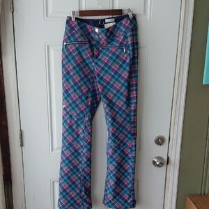 Obermeyer Women Multicolor Plaid Flare Jeans Ski Snowboarding SZ 8 LONG pant